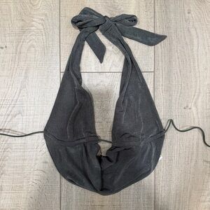 Edikted Army Green Plunge Cowl Neck Halter Top Size Small